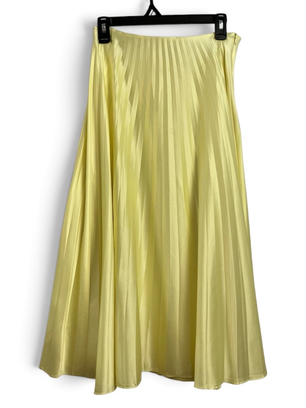 Zara Pale Lemon Pleated A-Line Skirt, S